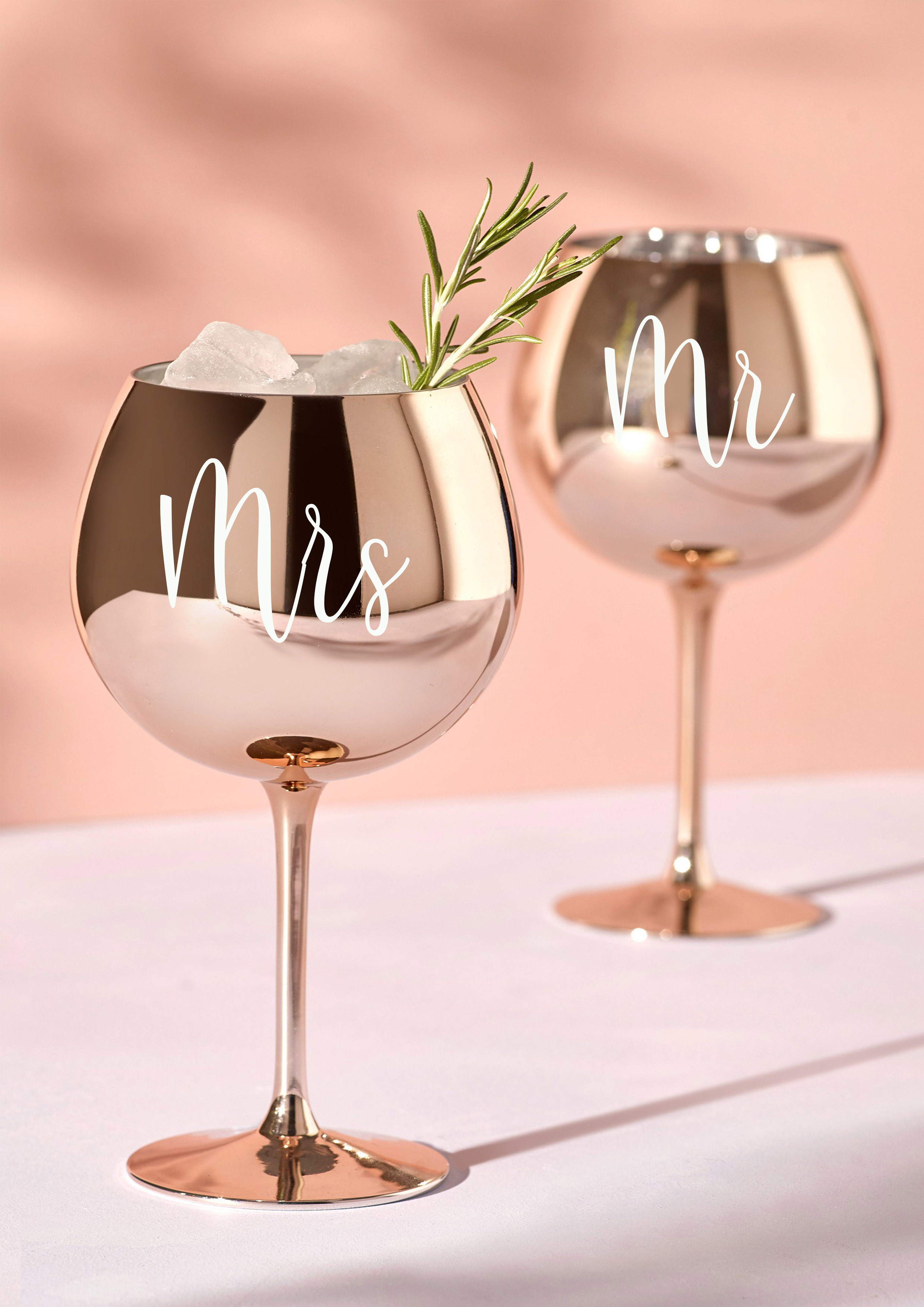 Personalised Rose Gold Metallic Gin Glass | Signed Sealed Delivered