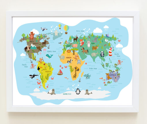 animal world map print signed sealed delivered